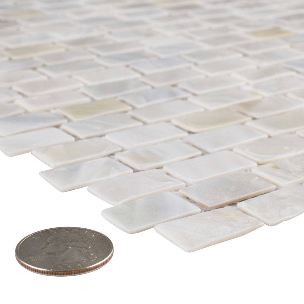 Conchella Subway White 11-1/2 in. x 11-7/8 in. Natural Shell Mosaic ...