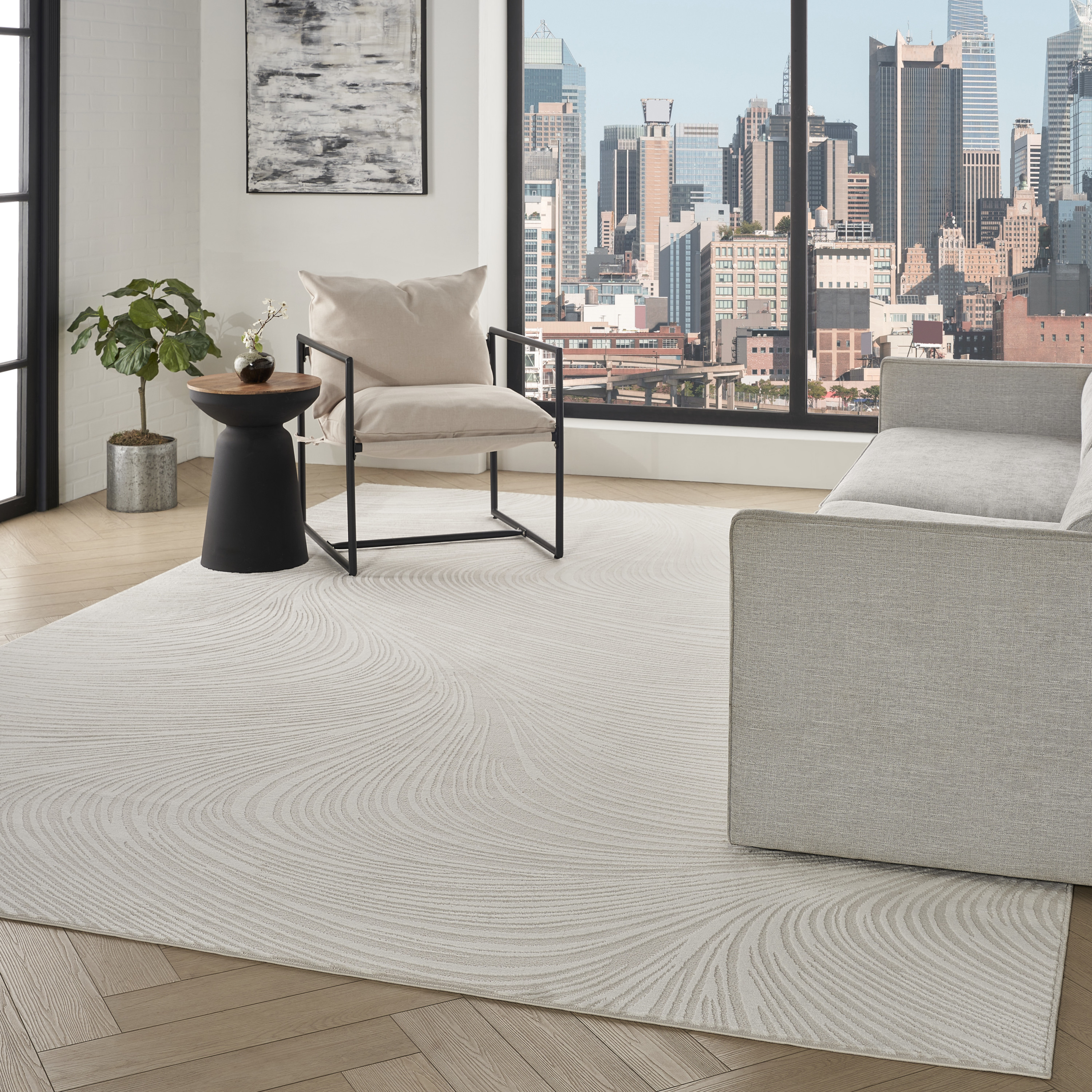 DKNY Central Park West 9' x 12' Ivory Modern Indoor Rug