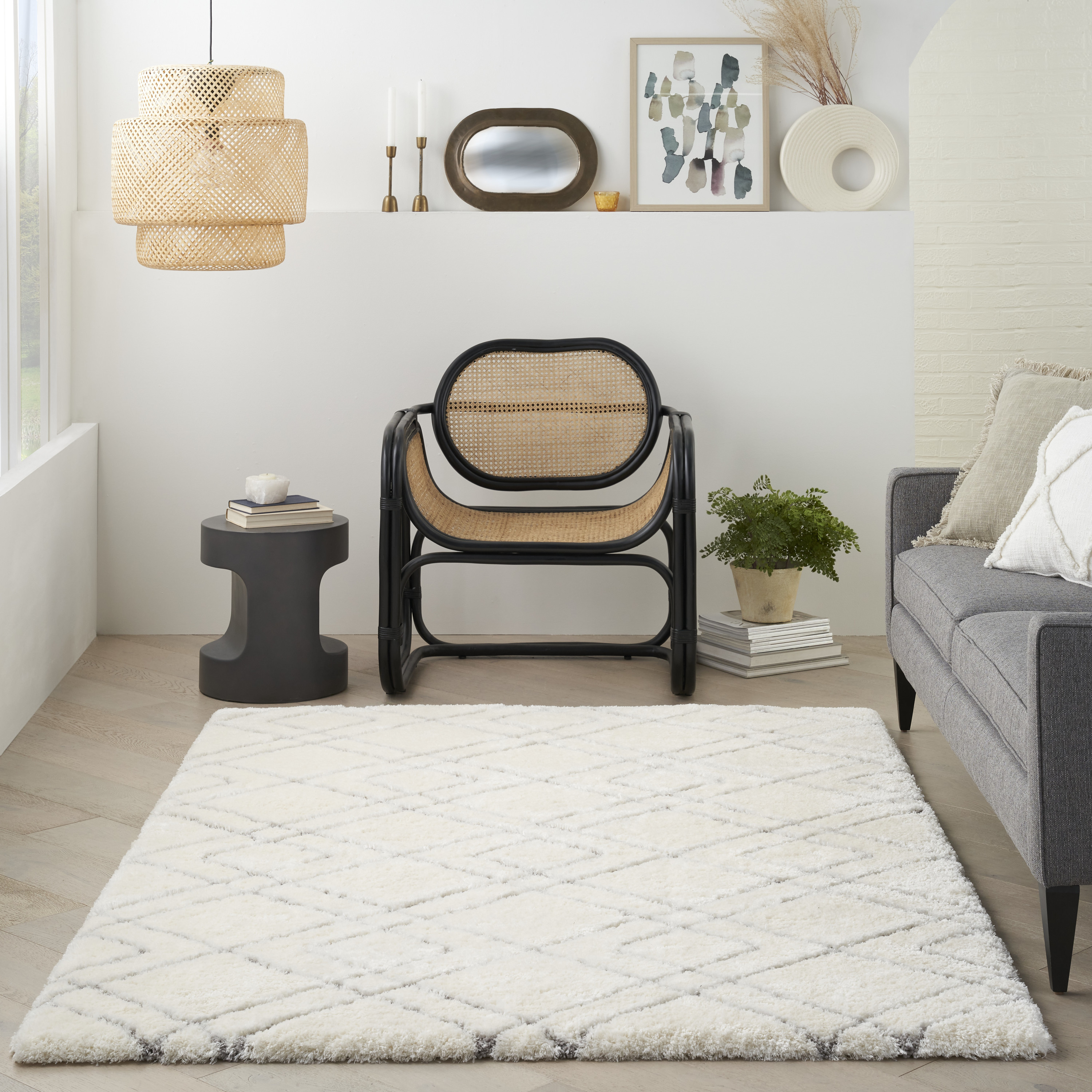 Nourison Dreamy Shag 5'3" x 7'3" Ivory Shag Indoor Rug