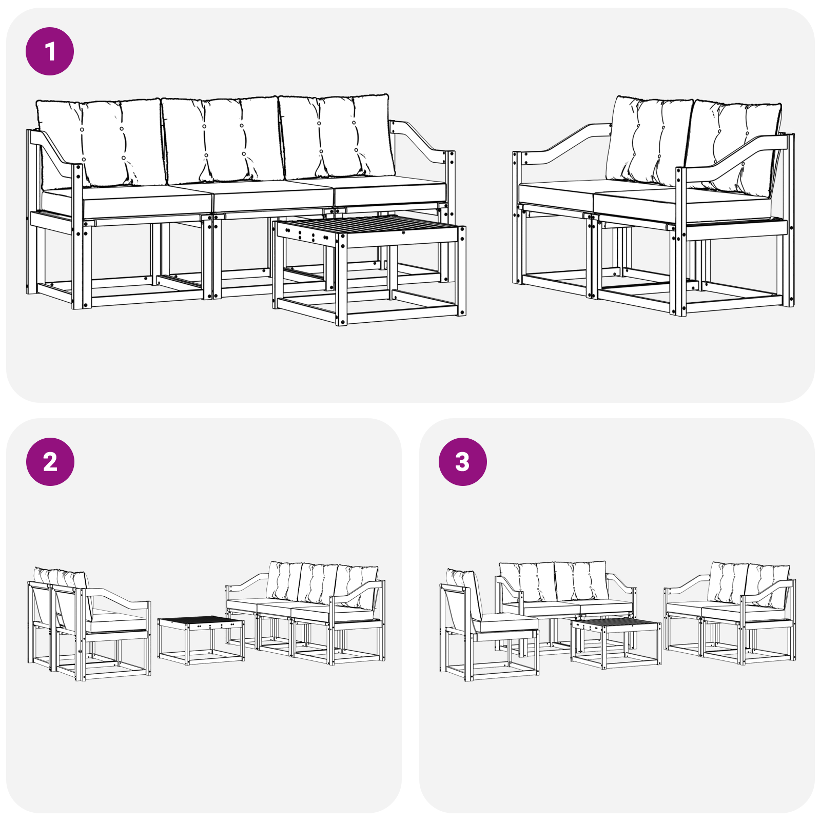 vidaXL Outdoor-Sofagarnitur mit Kissen 6 pcs Natur und Beige – Bild 8
