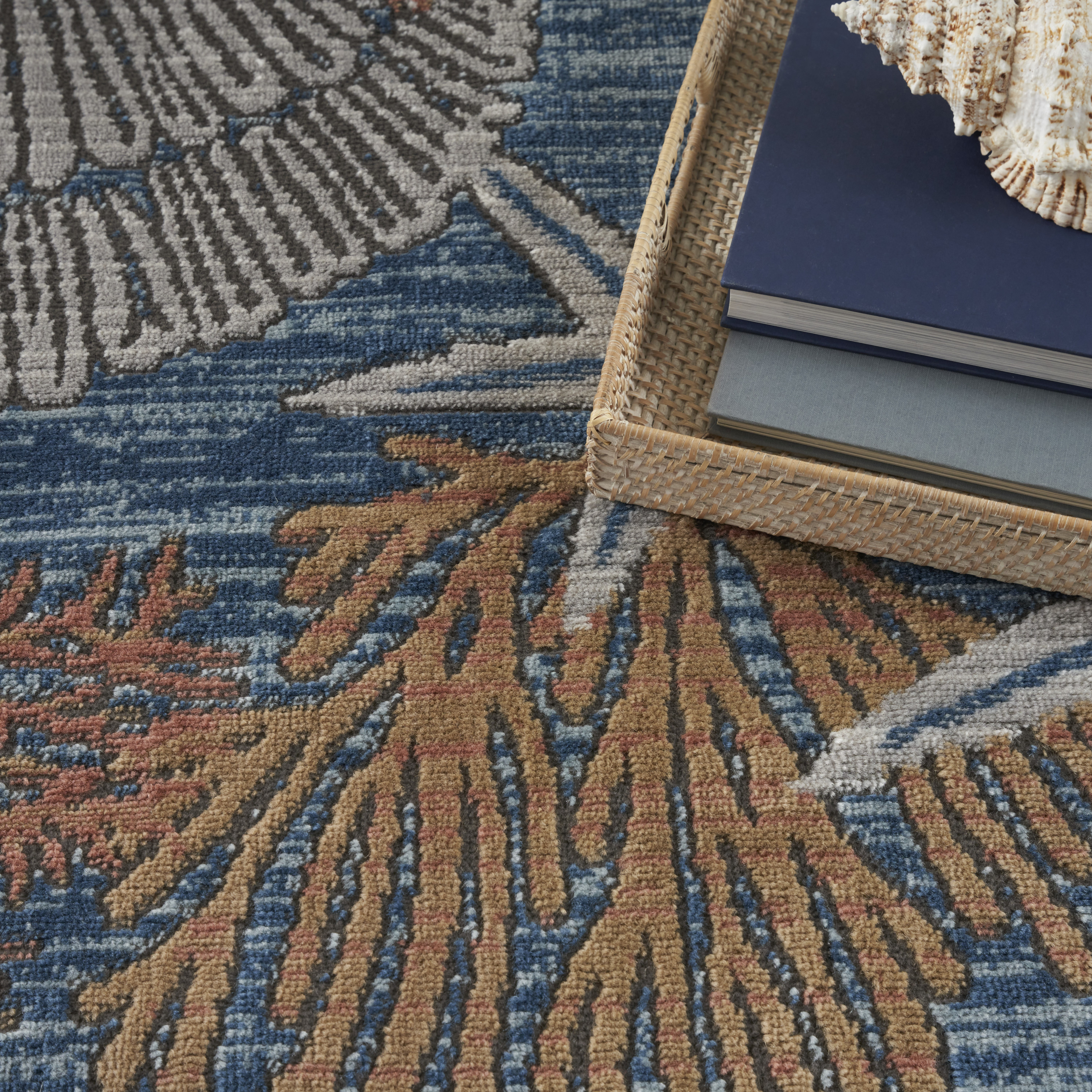 Nourison Seaside 9' x 12' Blue Multicolor Coastal, Nautical & Beach Indoor Rug