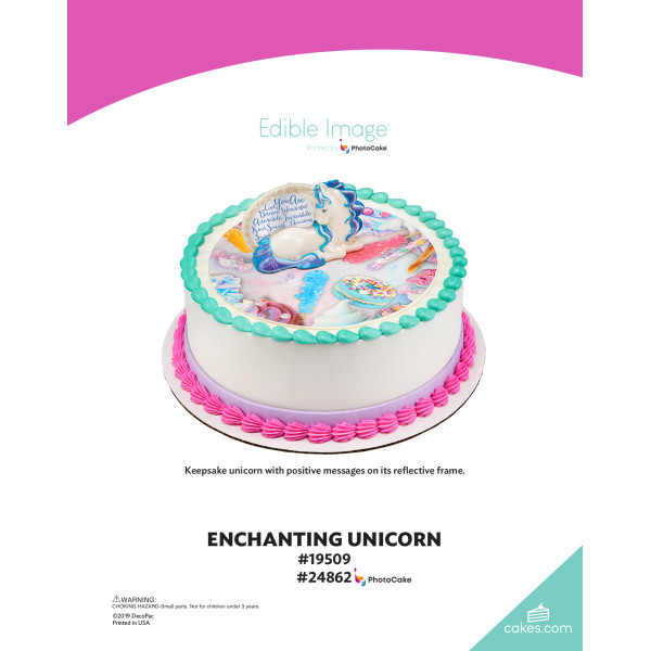 Enchanting Unicorn The Magic of Cakes® PhotoCake® Enhanced Round Background Page