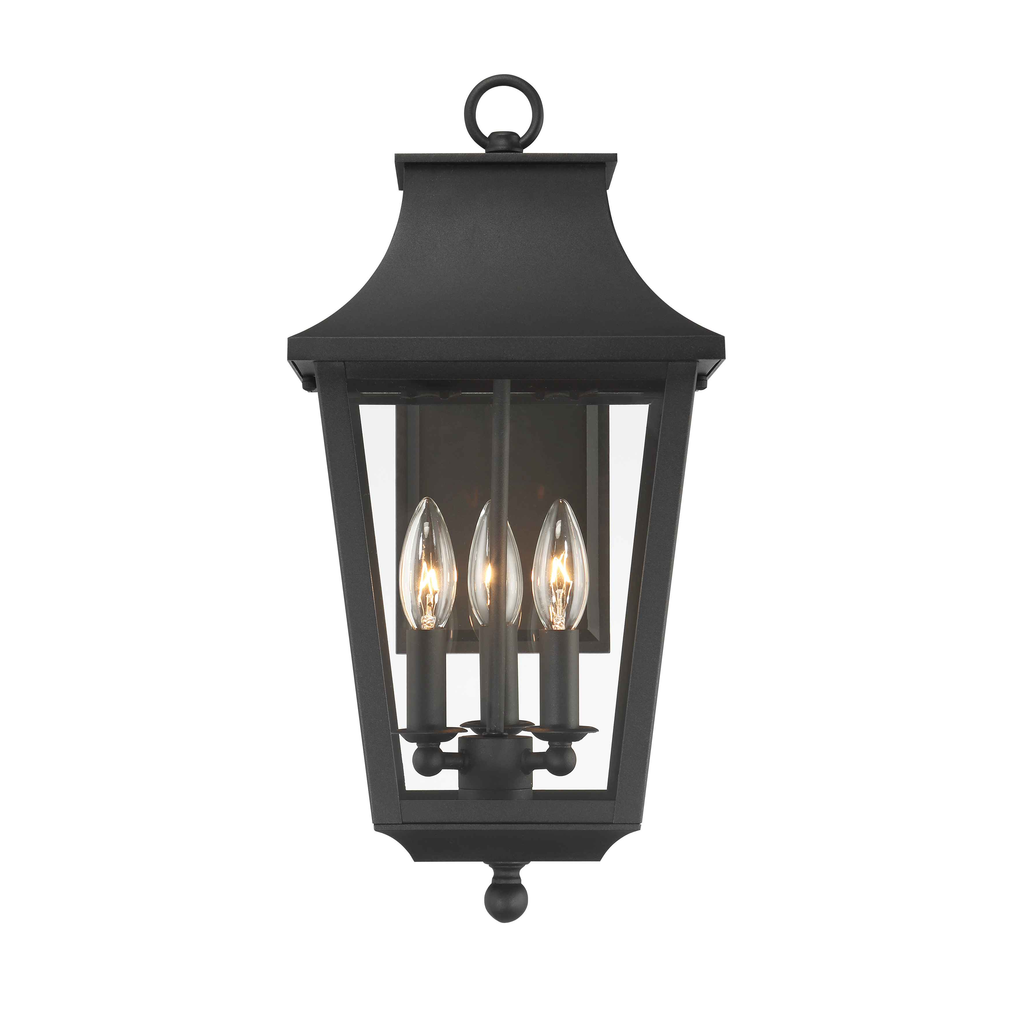 3 Light Outdoor Wall Mount in Sand Coal Black Finish with Clear Glass - alternate view