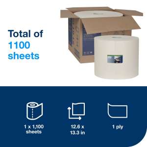 Tork, Cleaning Cloth Giant Roll, 1 ply, 12.60"x13.30", Nonwoven Fabric, Industrial Wipers, White
