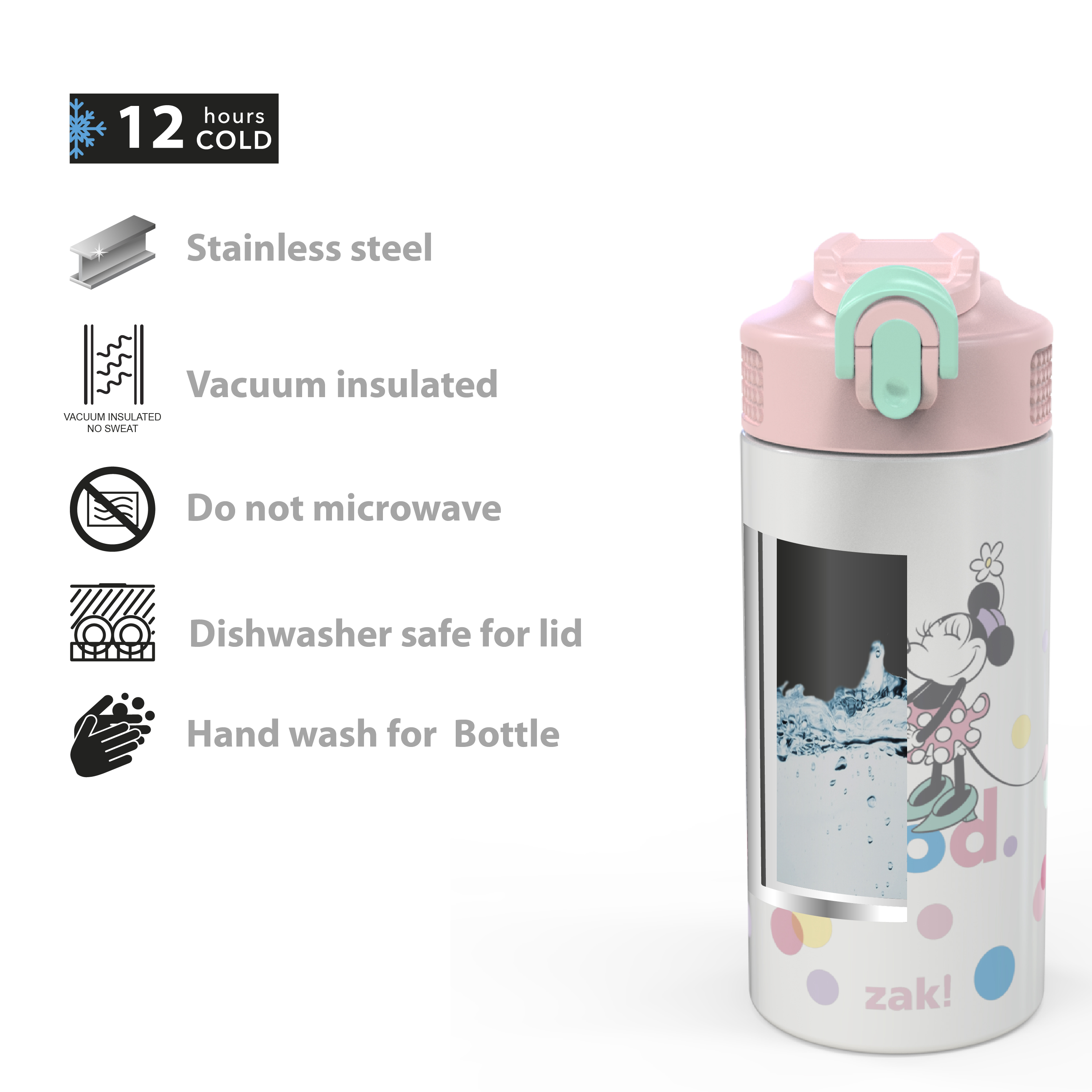 Disney 14 ounce Stainless Steel Vacuum Insulated Water Bottle, Minnie Mouse slideshow image 2 Disney 14 ounce Stainless Steel Vacuum Insulated Water Bottle, Minnie Mouse slideshow image 2