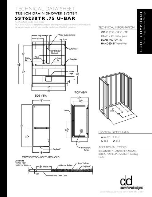 Tech Data Sheet — Cd Shower Tech Data Sst 6238tr 75 1p U Bar