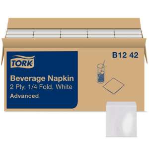 Tork, Advanced Beverage, Napkins, 2 ply, White