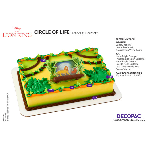 Disney The Lion King Circle of Life Cake Decorating Instruction Card