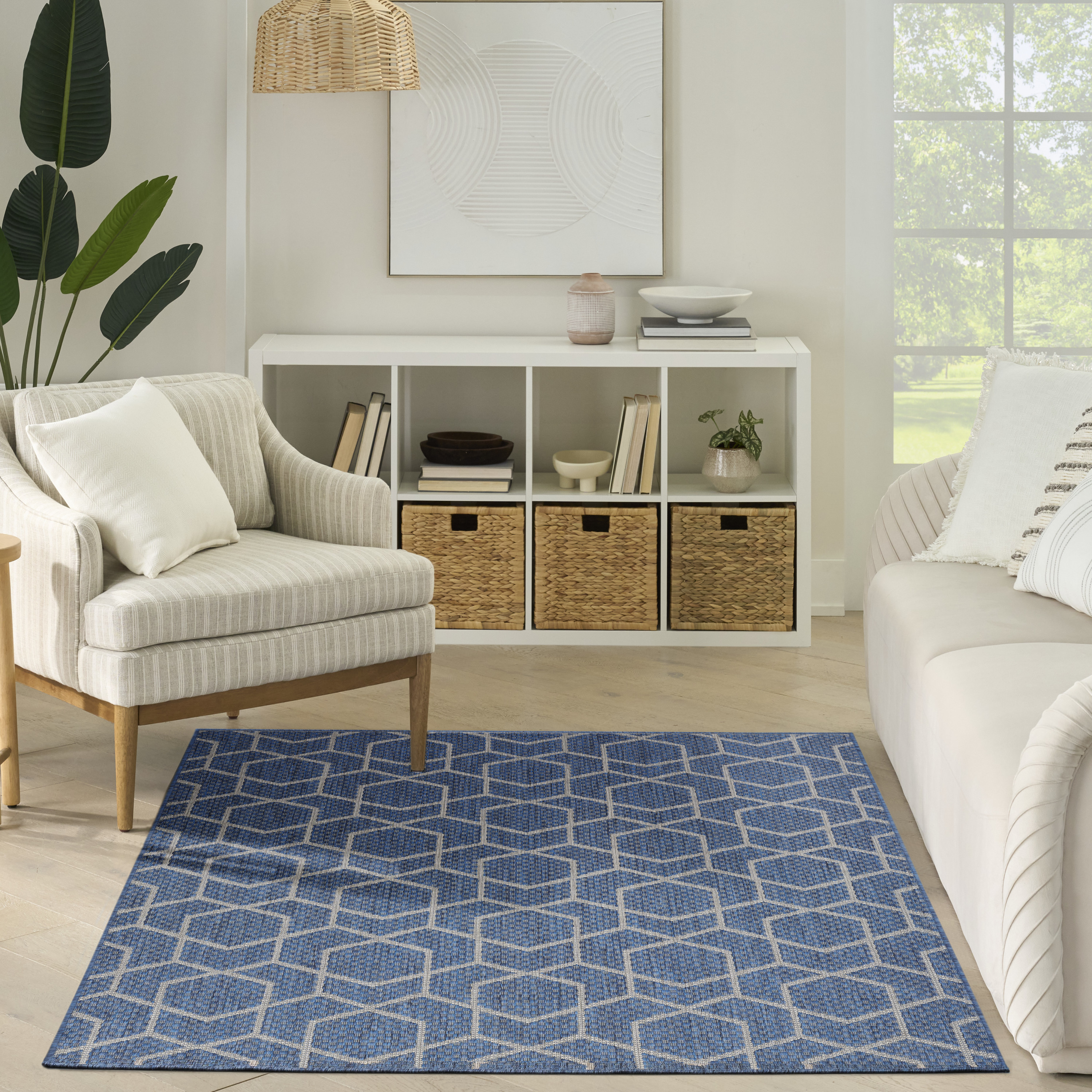 Nourison Horizon Indoor/Outdoor 5' x 7' Denim Modern Rug