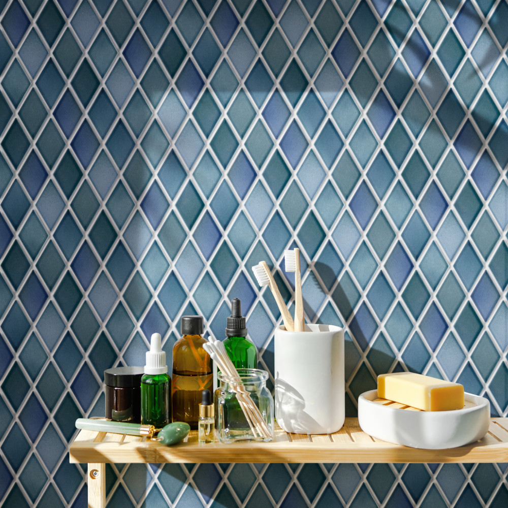 Hudson Kite Aquamarine 10-1/8 in. x 11-3/4 in. Porcelain Mosaic Tile