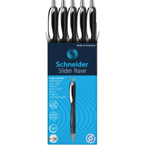 Slider Rave XB Retractable Ballpoint Pens, Black Barrel/Blue Ink, Box of 5