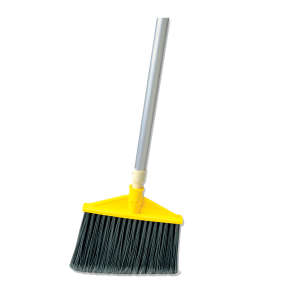 Rubbermaid Commercial, 10.5in, Angle Broom, Metal Handle, Flagged, Polyethylene Bristles, Gray