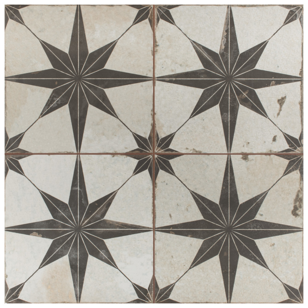 Kings Star Nero 17.63x17.63 Square Ceramic Floor and Wall Digital Pattern