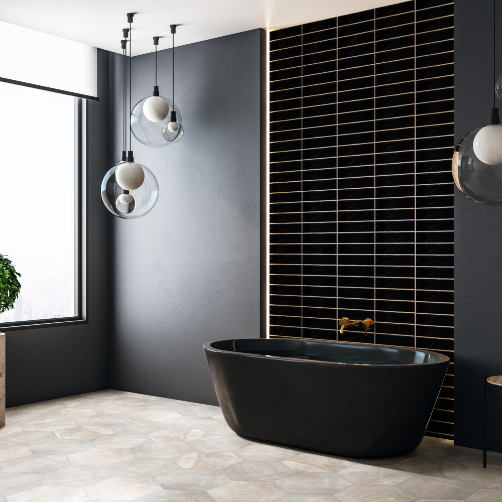 Castillo Black 3 in. x 12 in. Ceramic Wall Tile
