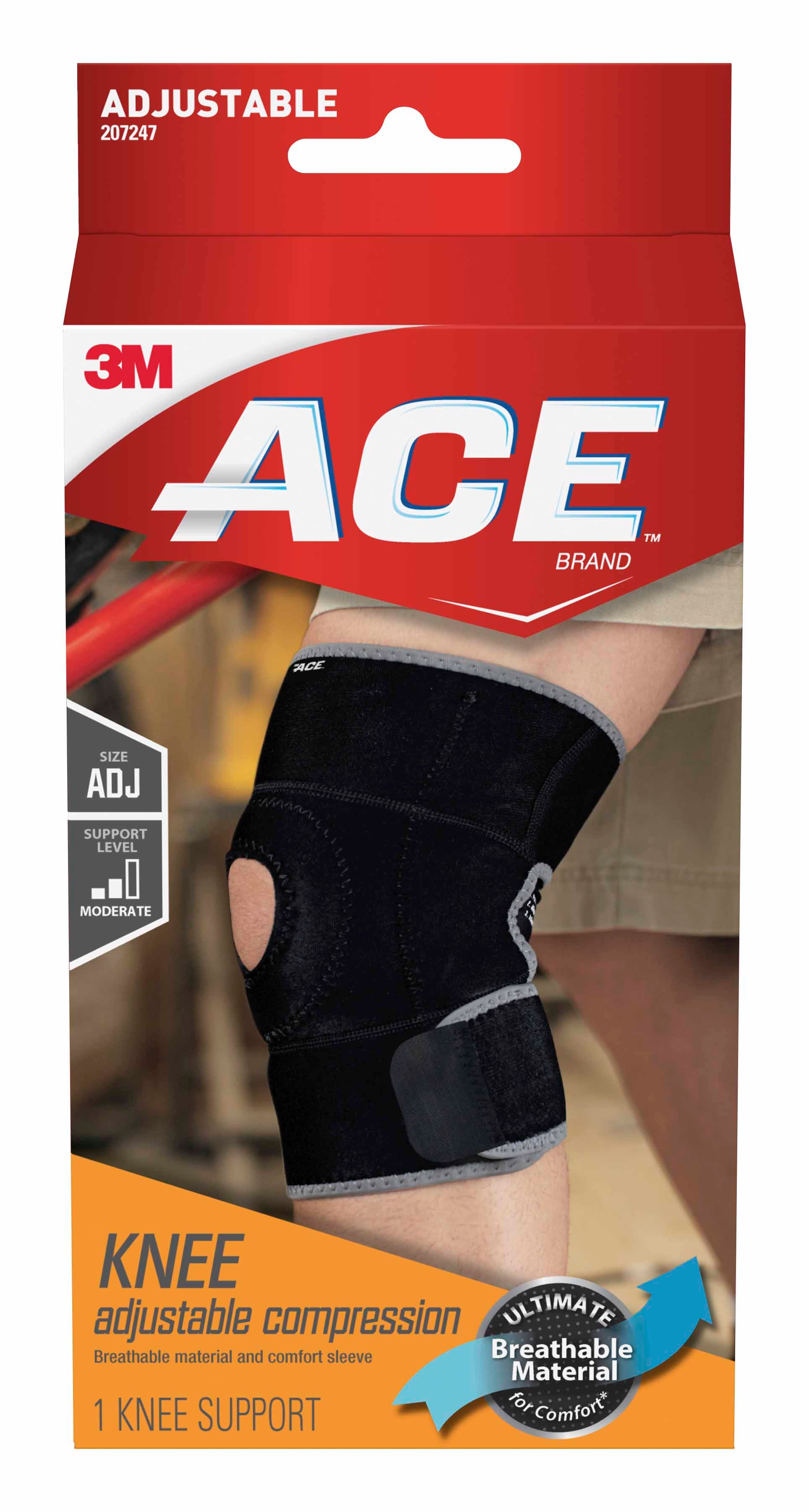 3M™ Ace™ Neoprene Open-Patella Compression Knee Support, One Size Fits Most