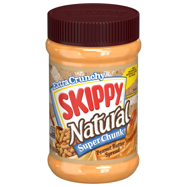 SKIPPY(r) Natural Peanut Butter Spread Super Chunk(r) 12/15oz . C1C1 - Front Center In Package (Hi Res)