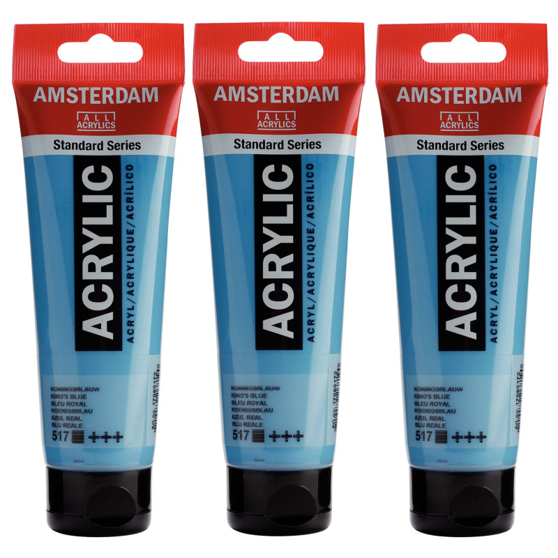 Standard Acrylic Paint, 120ml, King's Blue 517, Pack of 3