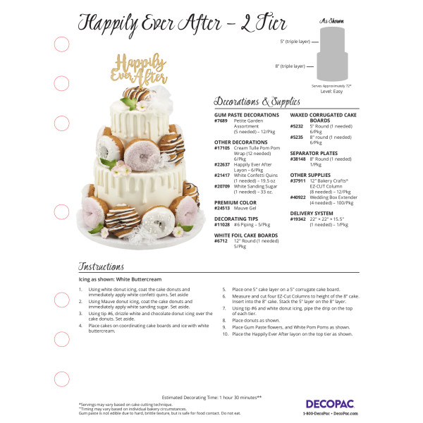 Happily Ever After 2-Tier Cake Decorating Instruction Card