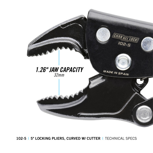 1025 5inch Curved Jaw Locking Pliers w/ Cutter Channellock, Inc.