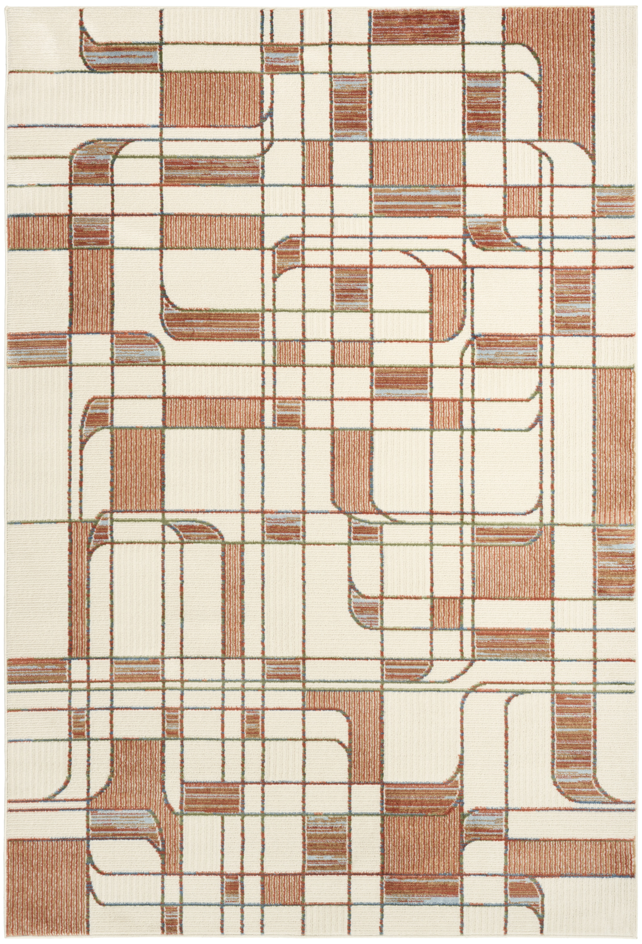 Nourison Nordic 4' x 6' Ivory Rust Mid-Century Modern Indoor Rug