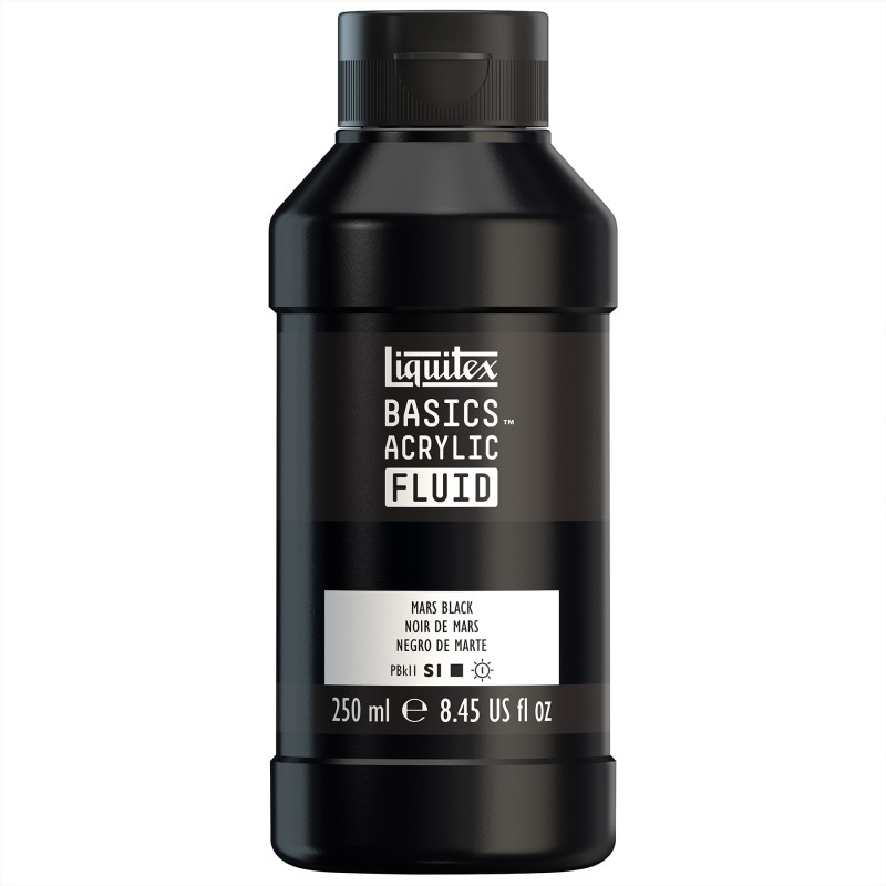 BASICS Acrylic Fluid, 250 mL, Bottle, Mars Black