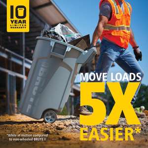 Rubbermaid Commercial, VENTED BRUTE, Wheeled, 44 gal, Plastic, Gray, Round, Receptacle
