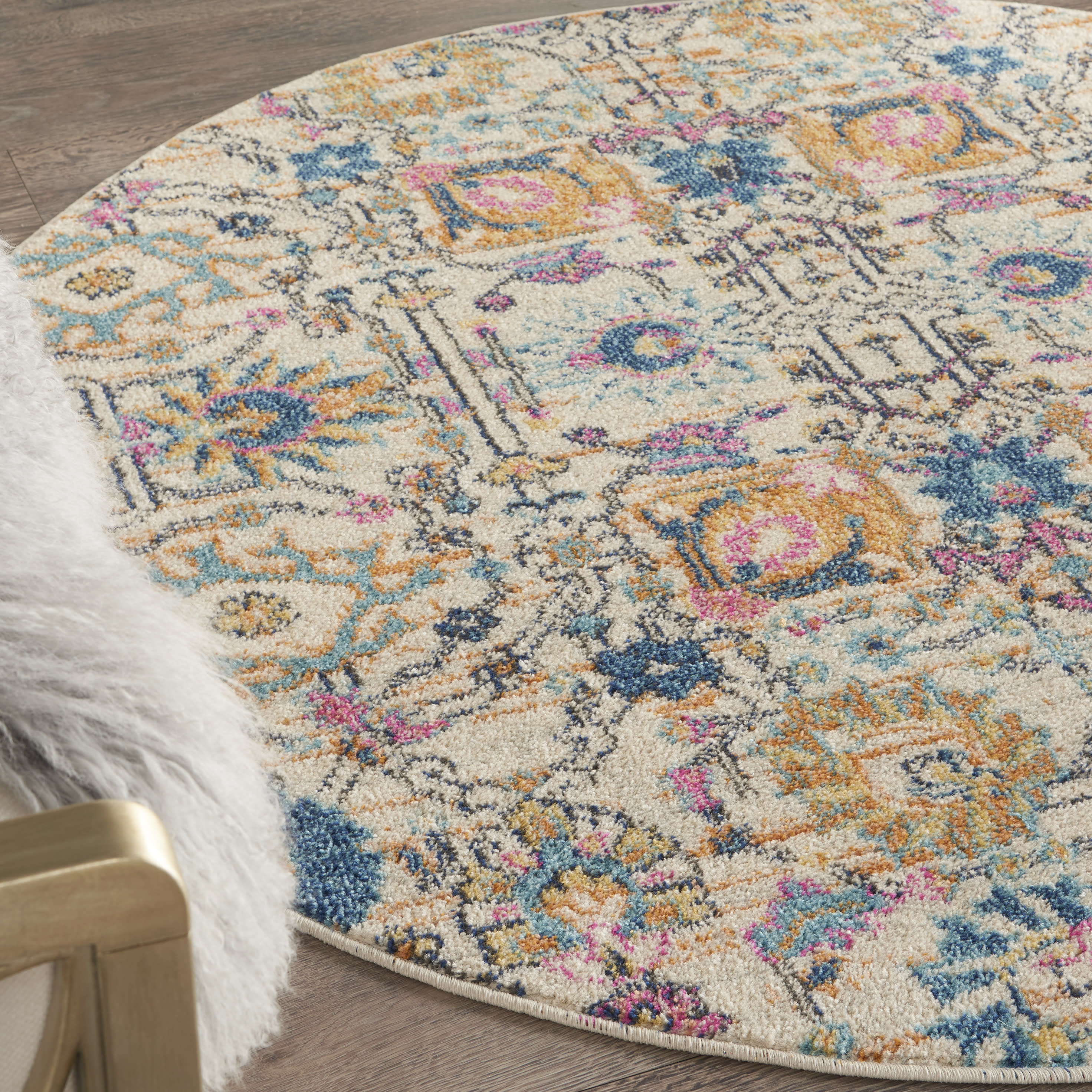 Nourison Passion 4' x Round Ivory Multicolor Bohemian Indoor Rug