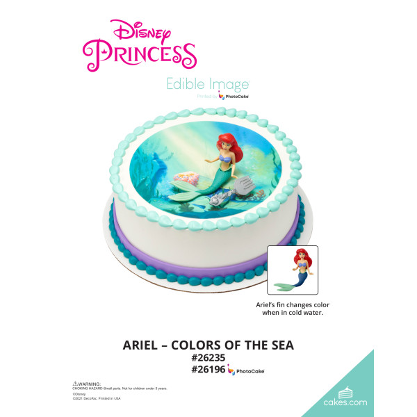 Disney Princess Ariel Colors of the Sea The Magic of Cakes® PhotoCake® Enhanced Round Background Page