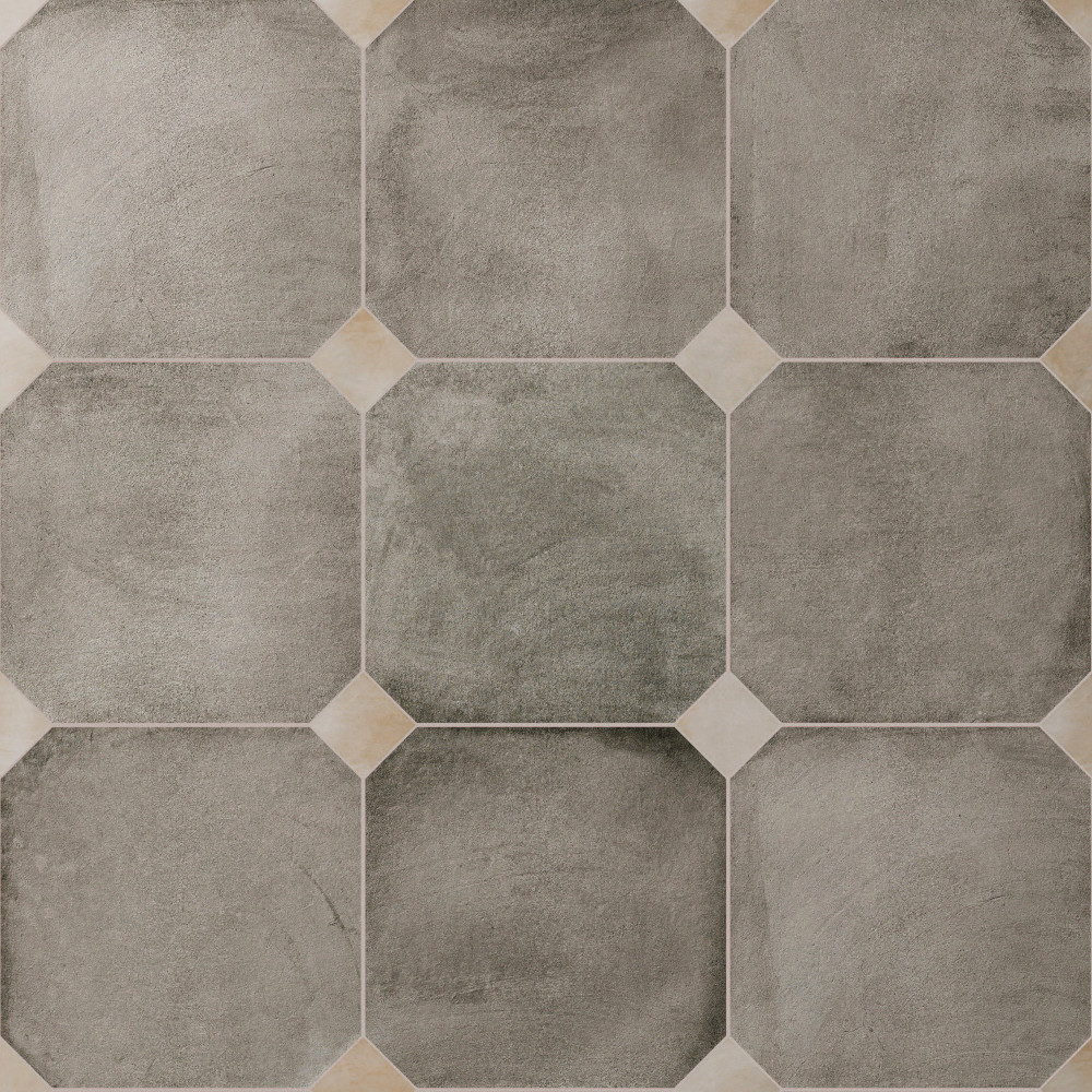 Laverton Octagon Grafito with Taco Arena 7-7/8 in. x 7-7/8 in. Porcelain Floor and Wall Tile