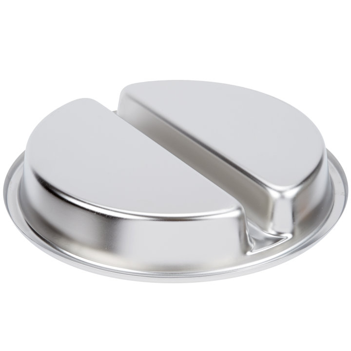 4-quart divided two-compartment round stainless steel pan
