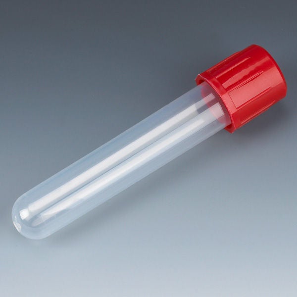 Globe Scientific TUBE, CENTRIFUGE W/RED SCREW CAP 12X75MM (250/BG,4BG/CS)