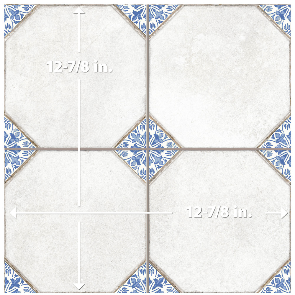 Englishtown Blue 12-7/8 in. x 12-7/8 in. Porcelain Floor and Wall Tile