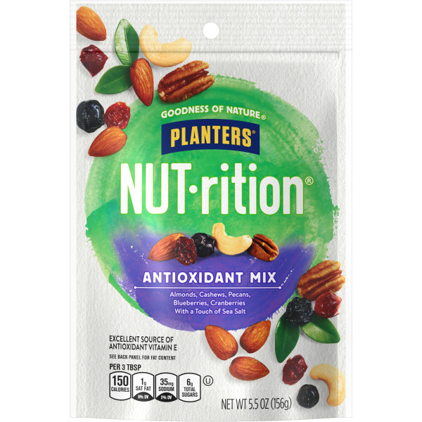 PLANTERS(r) NUT-RITION(r) Snack Antioxidant Mix 8/5.5 oz . A1N1 - Front No Plunge In Package (Low Res)