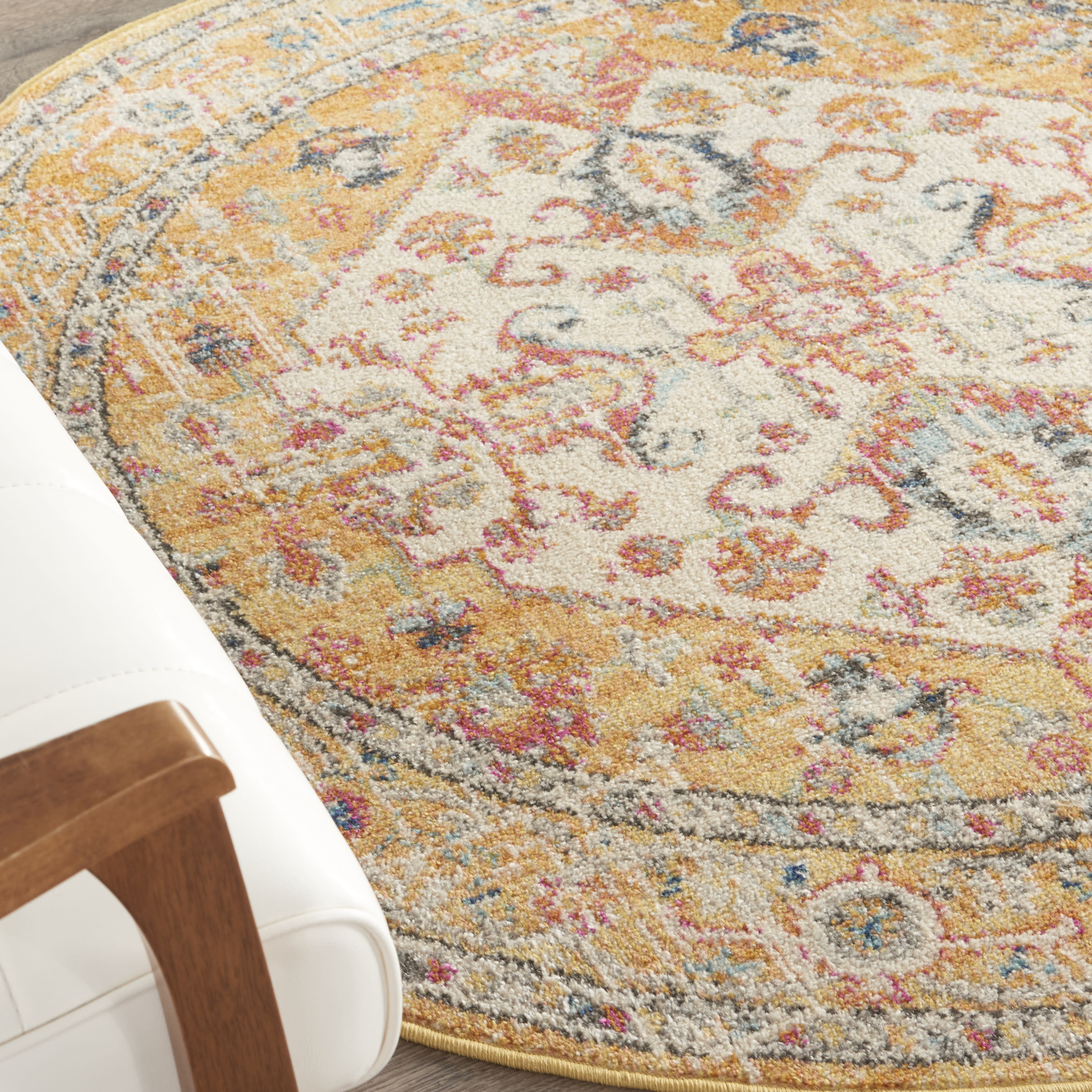 Nourison Passion 4' x Round Ivory Yellow Bohemian Indoor Rug