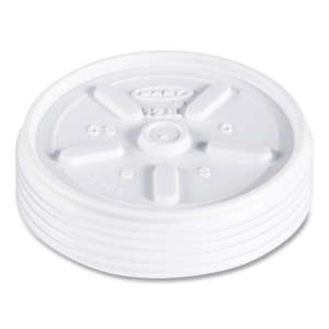 Dart, Plastic Lids for Foam Cups, Bowls and Containers, Vented, Fits 6-14 oz, White,