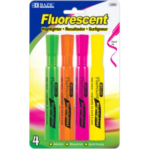 Desk Style Fluorescent Highlighters, Pack of 4