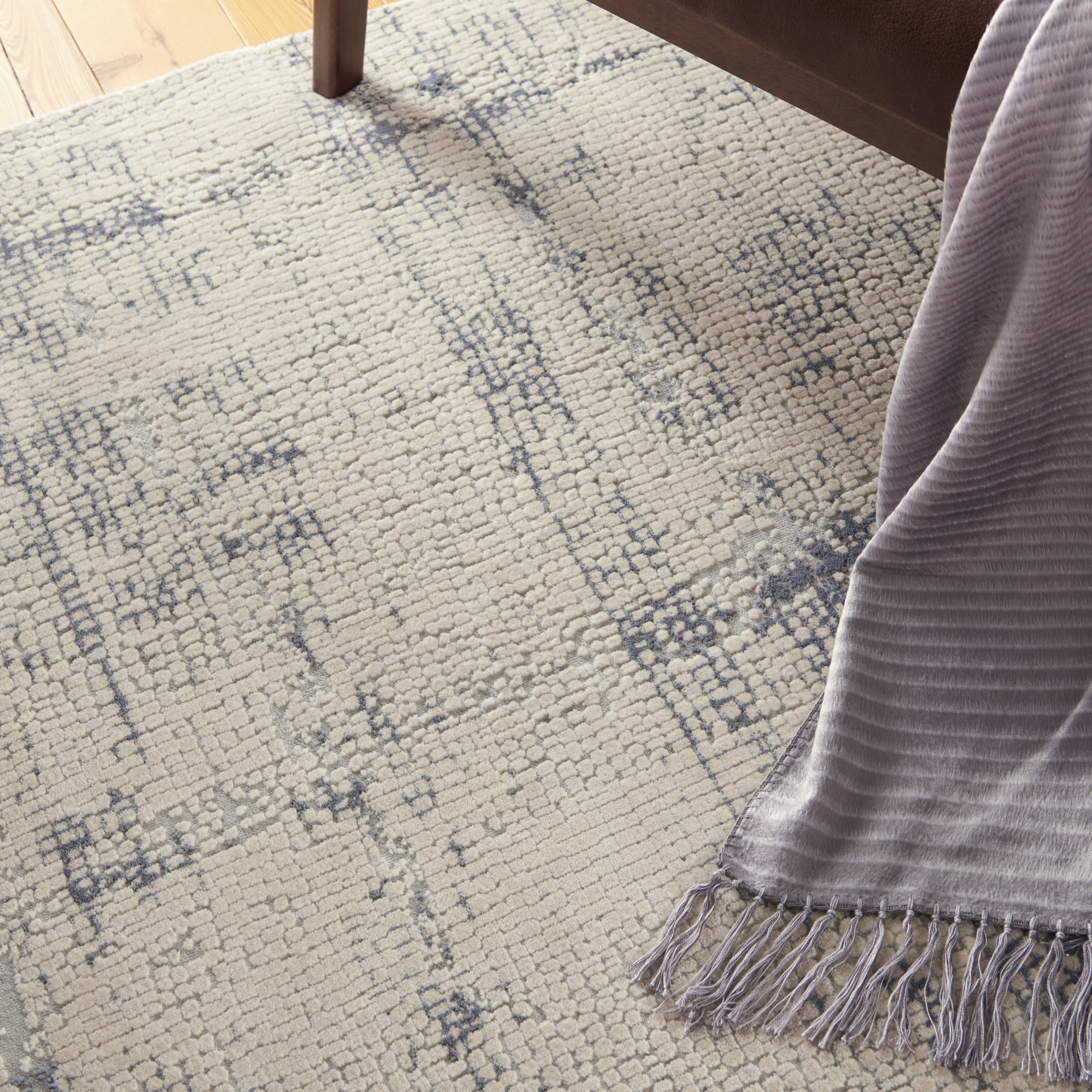 Nourison Rustic Textures 3'11" x 5'11" Ivory/Blue Modern Indoor Rug