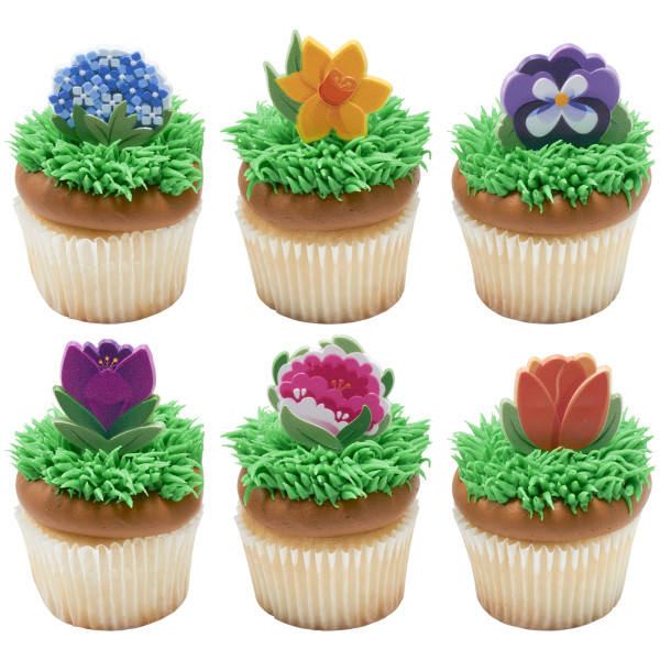 Bright Spring Flowers Cupcake Rings