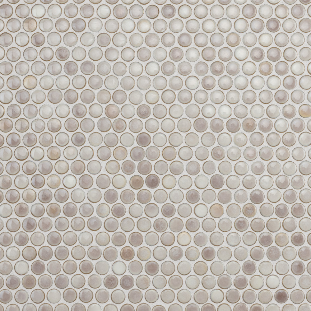 Hudson Penny Round Dove Grey 11-7/8 in. x 12-5/8 in. Porcelain Mosaic ...