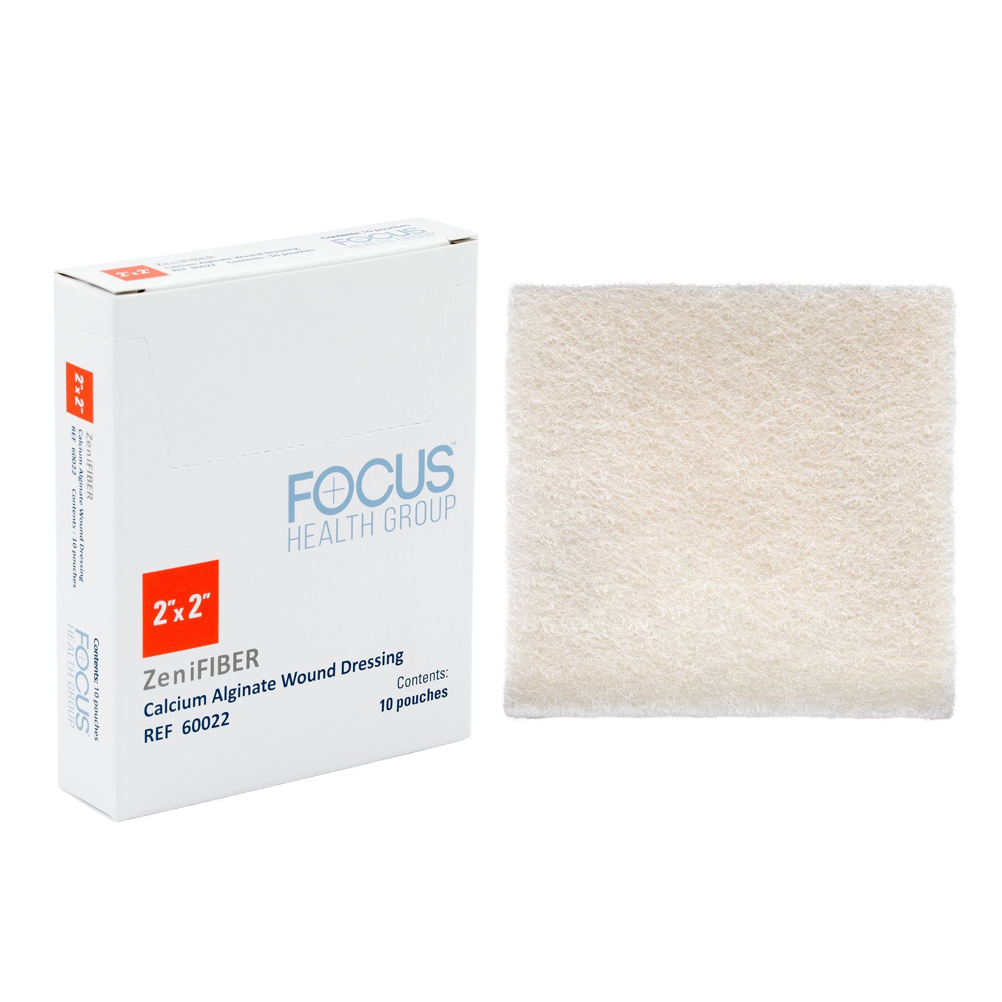 Focus Health Group DRESSING, WOUND CALCIUM ALGINATE ZENIFBER 2"X2" (10/BX)