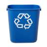 Rubbermaid Commercial, Deskside Recycling, 3.25 gal, Resin, Blue, Rectangle, Receptacle