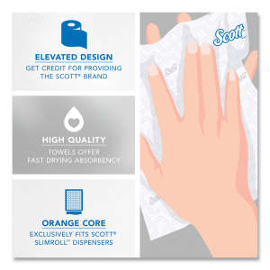 KIM47035, Kimberly Clark, Scott Pro Slimroll, 580ft Roll Towel, 1 ply, White