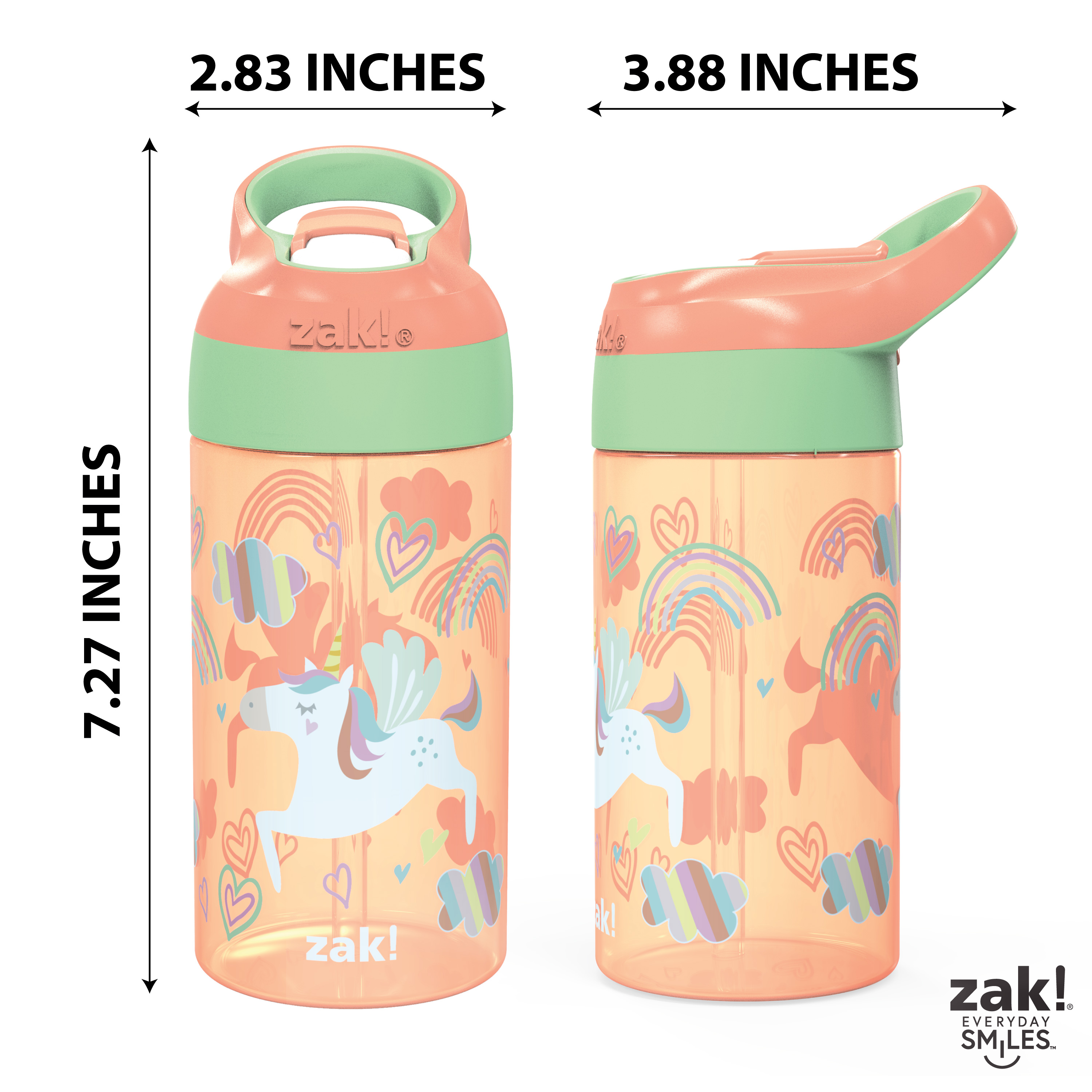 Zak Hydration 16 ounce Water Bottle, Unicorns and Seashells, 2-piece set slideshow image 14