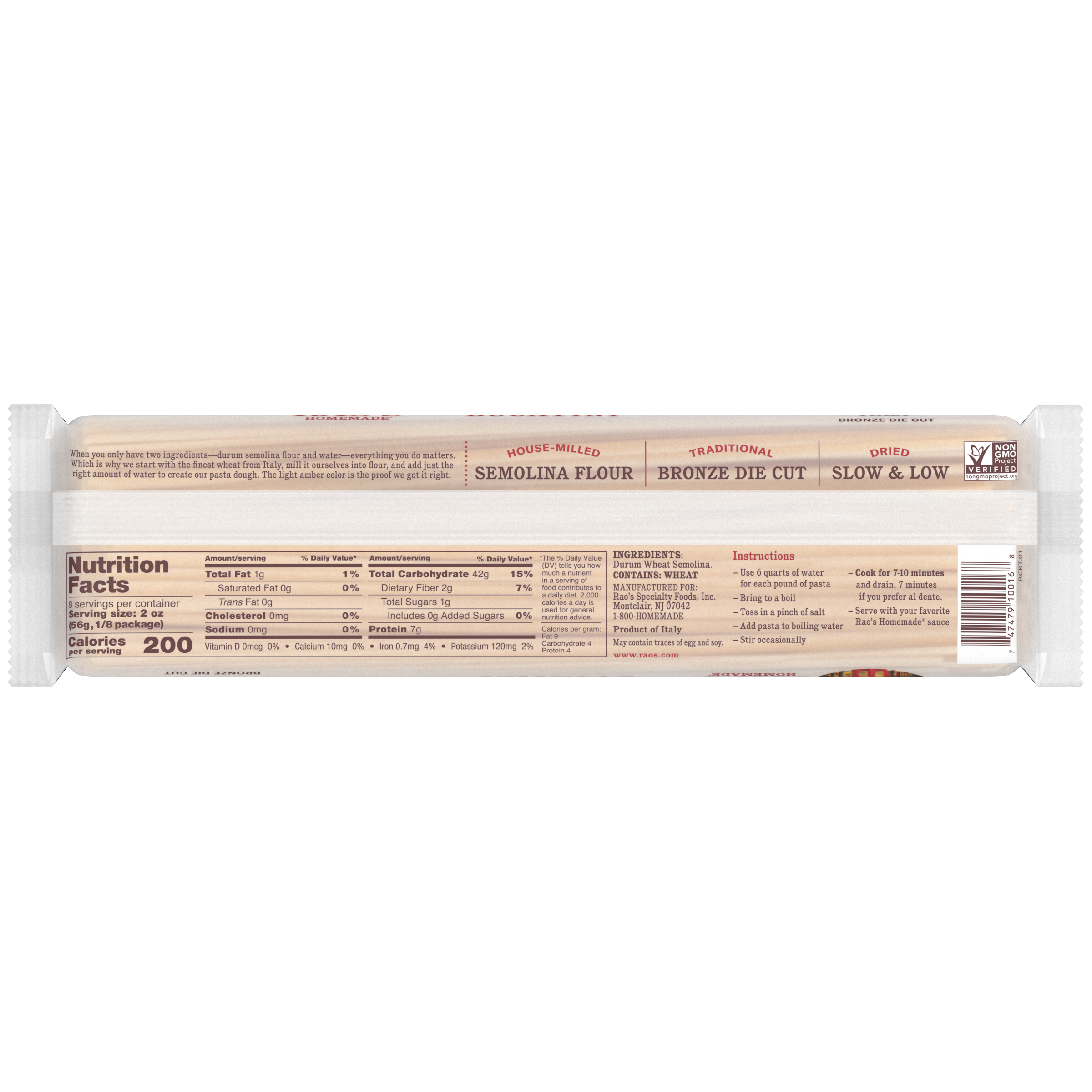 Bucatini Pasta, 16 oz - Back Image