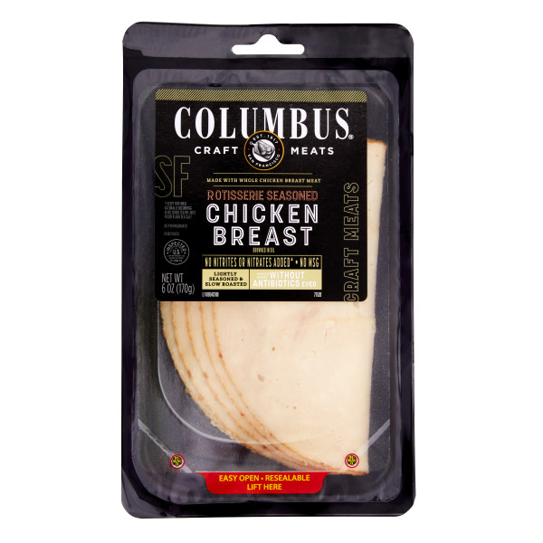 COLUMBUS(r) ABF Rotisserie Chicken, Sliced, 12/6 oz. . C1CB - Front Center Inner Pack (Hi Res)