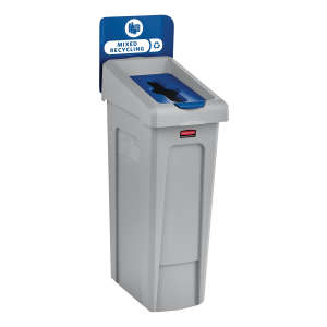 Rubbermaid Commercial, Slim Jim®, Mixed Recycling, 23gal, Resin, Blue, Rectangle, Receptacle