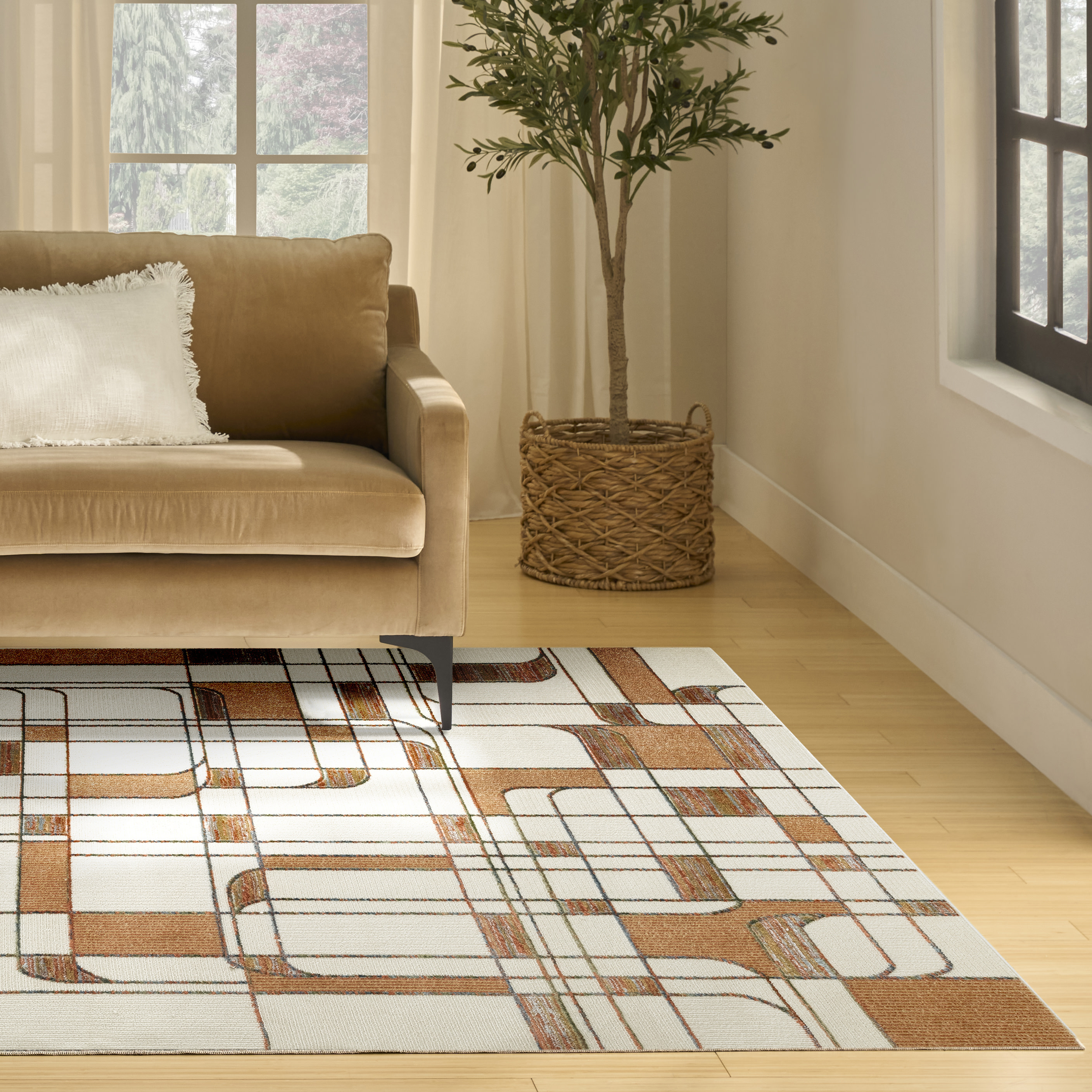 Nourison Nordic 8' x 10' Ivory Rust Mid-Century Modern Indoor Rug