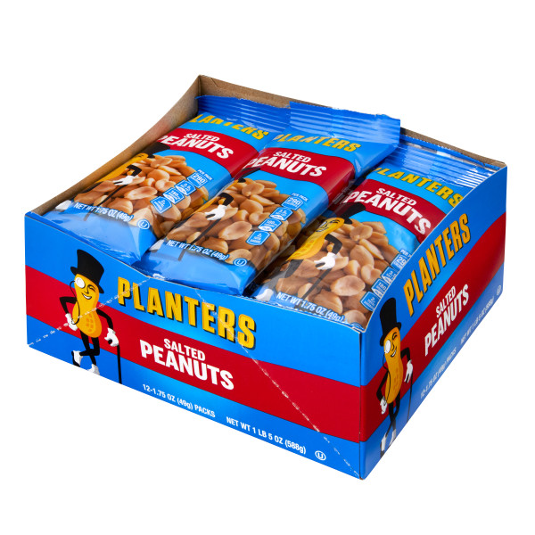 PLANTERS(r) Peanuts Salted 48/1.75oz . C1RP - Front Right Pallet/Display (Hi Res)