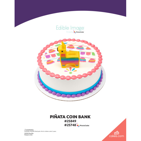 Piñata Coin Bank The Magic of Cakes® PhotoCake® Enhanced Round Background Page