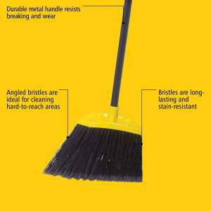 RUB638906BK, Rubbermaid Commercial, 10in, Jumbo Smooth Sweep Angle Broom, Metal Handle, Polypropylene Bristles, Black